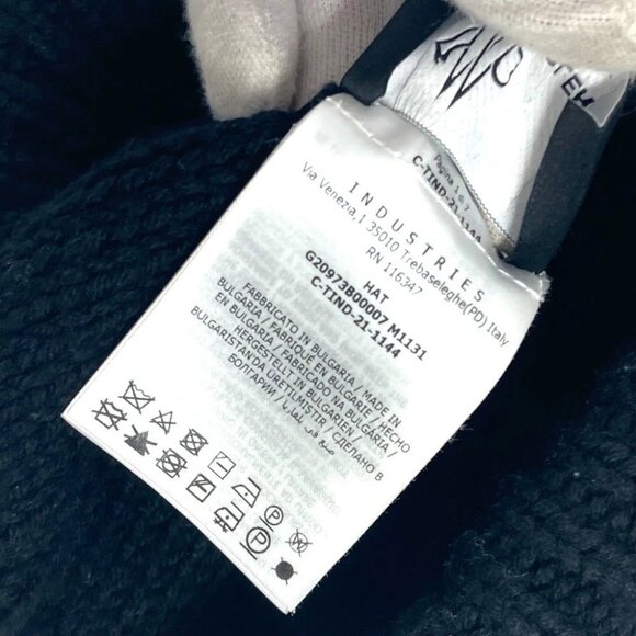 MONCLER Logo patch beanie hat knit hat knit cap Knit hat wool Black - Picture 6 of 13